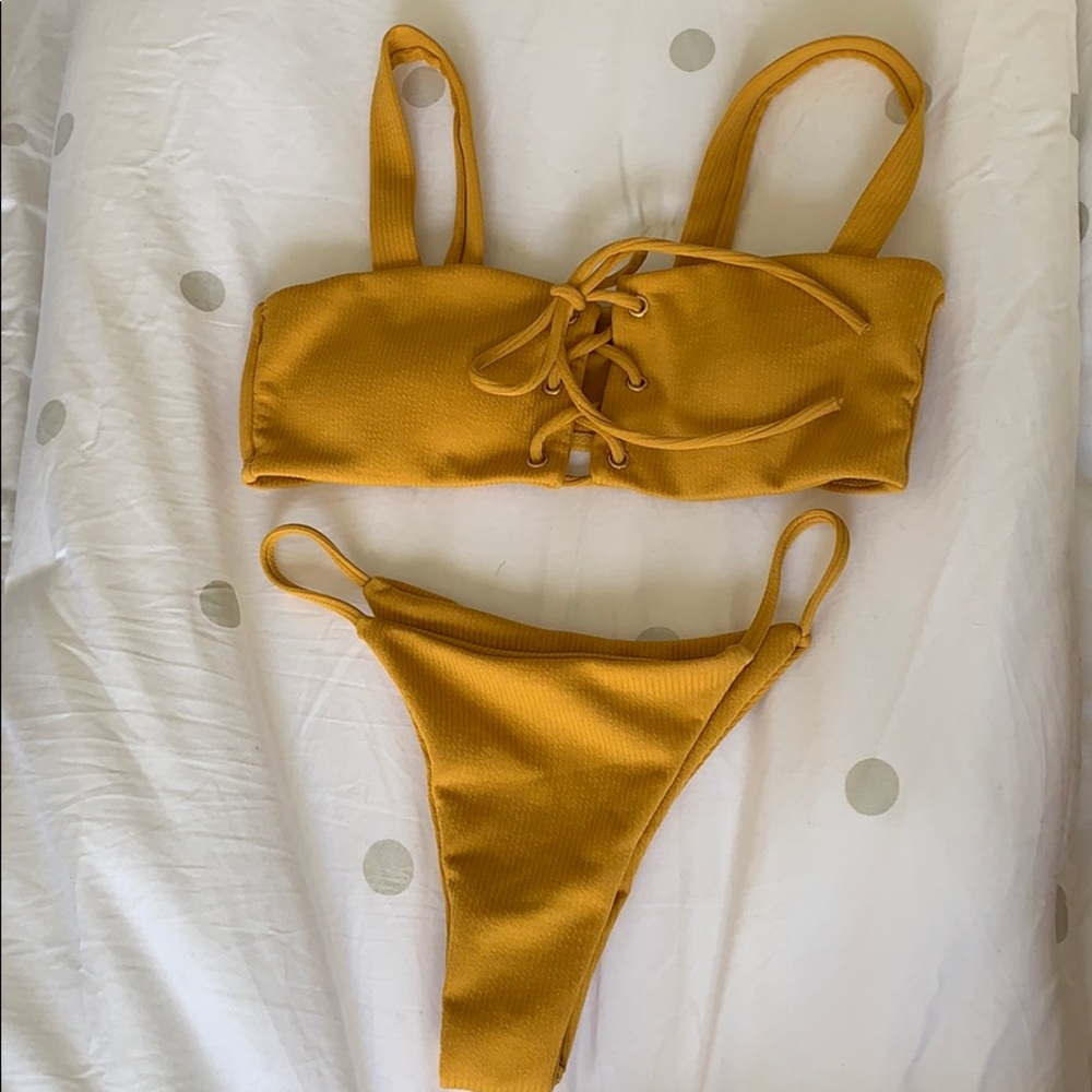 ROMWE Mustard Two-Piece Bikini